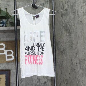 Material Girl Juniors Active Graphic Twist-Back Tank Top White L